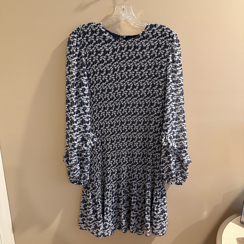 Boden White and Blue Ruffled Tiered Sundress